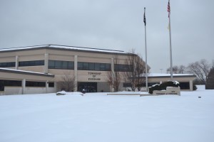 The Evesham Municipal Court building after a Winter  dropped about a foot of snow in the area.