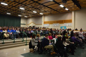 Hundreds Evesham teachers, administration members, faculty, parents and residents came out to support superintendent John Scavelli Jr. at the special meeting of the Evesham Board of Education on Feb. 25. The only vote at the meeting was whether the board would renew the Scavelli’s contract. 