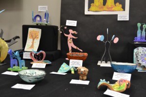 Pictured are just some of the pieces of work displayed from students at DeMasi Middle School at the township municipal building.