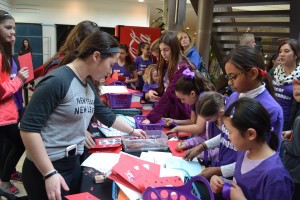 Volunteers at the event as they make encouragement cards.