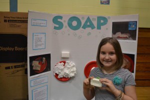 Grace Garofola, a 9-year-old third grader, had an experiment in which she tried to determine which bars of soup would create the most foam and why.