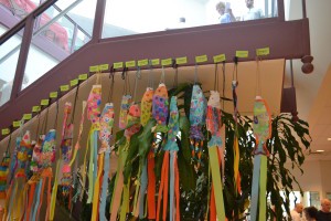 There was something fishy about stairs of the Evesham Township Municipal Building. Pictured are works from students at Beeler Elementary School. 