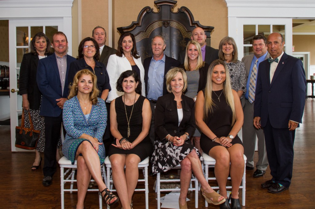 Sales associates honored include (sitting, left to right) Tina Jacoby, Mt. Laurel Home Marketing Center (HMC); Marianne Post, Medford; Susan Lozowski, Nicole Gendin, both from Marlton-Voorhees HMC; (standing, left to right) Cathy Shepherd, Trident Insurance; Ian Rossman, Mt. Laurel HMC; Bill Stewart, Trident Mortgage VP & regional manager; Lorna Kaim, MaryAnn Stack, both from Moorestown; Jeff Senges, Julianne Lozowski, both from Marlton-Voorhees HMC; Chris Twardy, Mt. Laurel HMC; Sharon Sluder-Risch, Trident Land Transfer; Bill Alexander, Mt. Laurel HMC manager; and David Rickel, Sr. VP and regional manager.