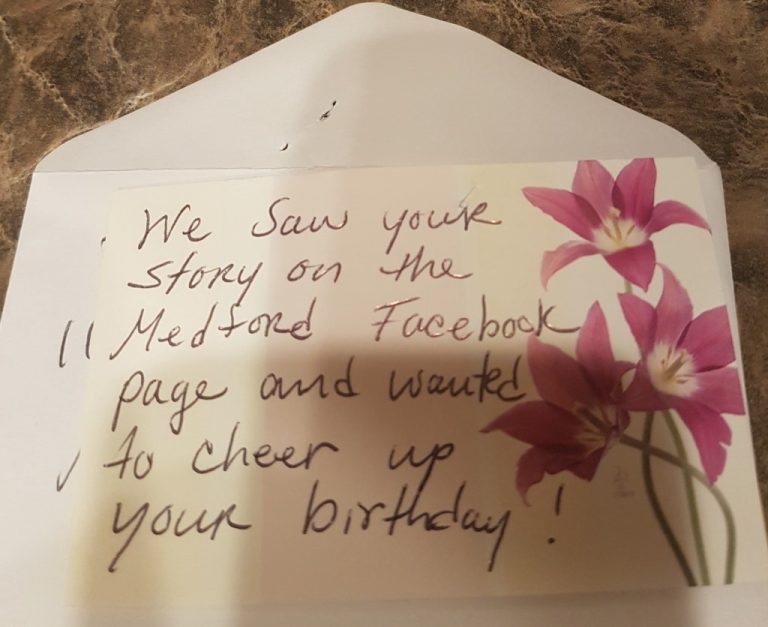 Woman Showered with Kindness from Medford’s Online Community