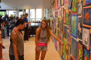 Jen Rodriguez and her daughter Mia, and eighth grader at Marlton Middle School, toured the township municipal building looking at the many works displayed.