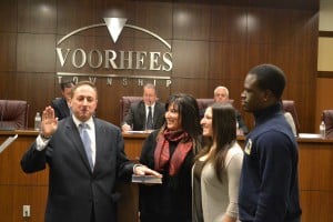 Deputy Mayor Harry Platt being sworn in during the Jan. 5 Voorhees Township Committee Meeting