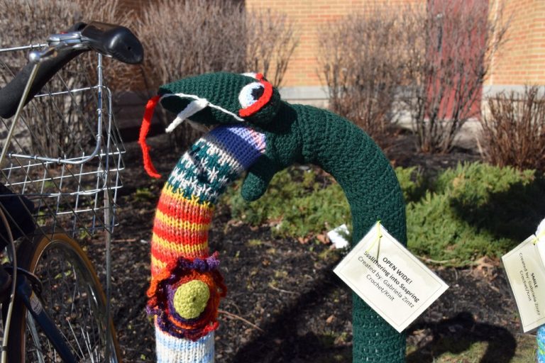 Yarn bomb lands on Cherry Hill Public Library