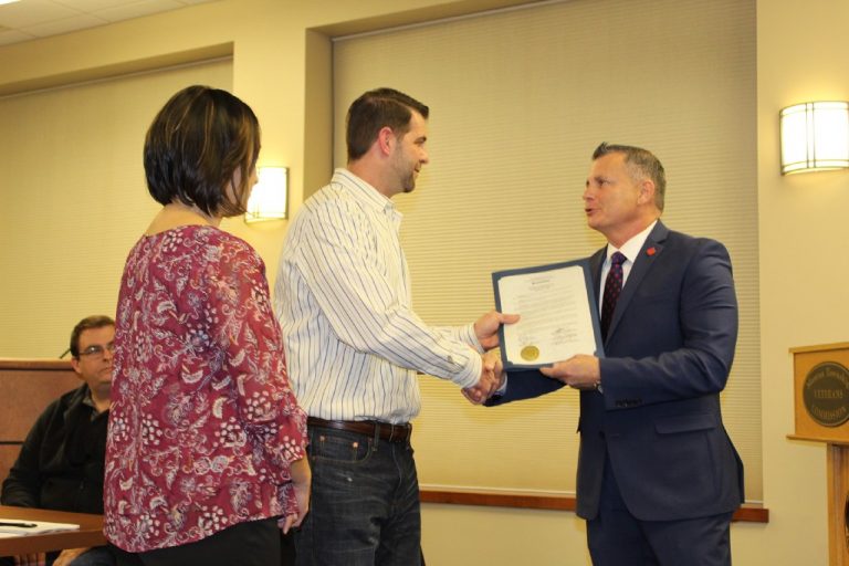 Proclamations presented to commemorate an employee, recognize heart health