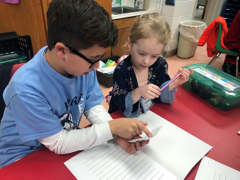 Hurffville Elementary School student make cards for hospice patients