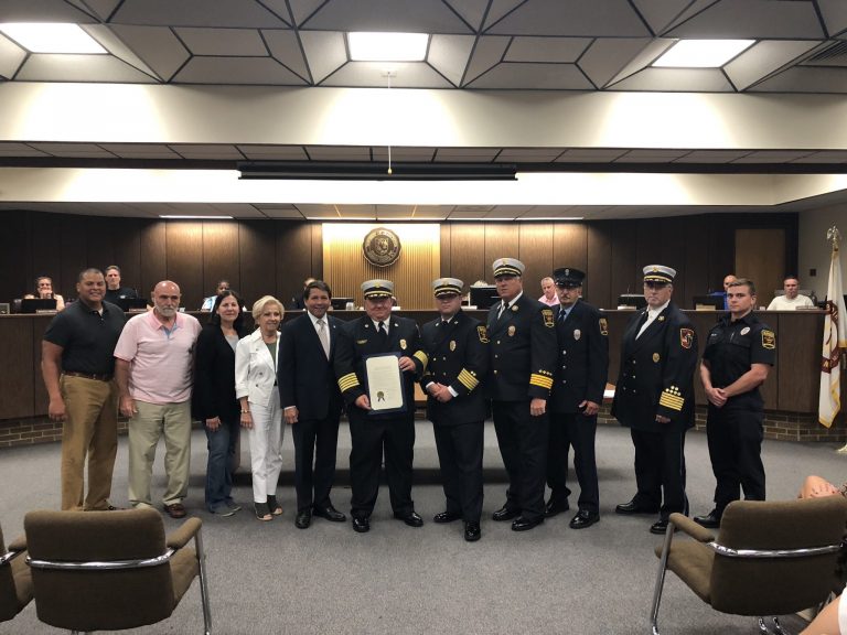 Township council honors retired Fire Chief Gary Smith, approves application for a $10,000 police grant