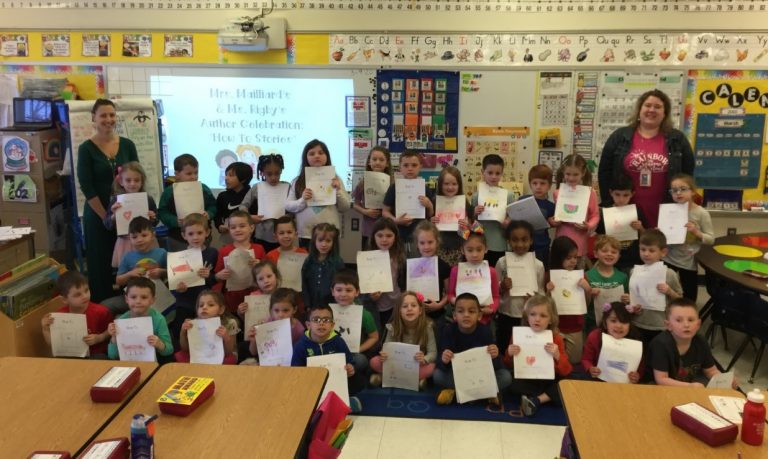 Grenloch Terrace Early Childhood Center kindergarten students celebrate writing achievements