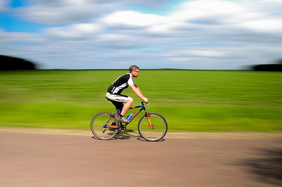 riding on a bike